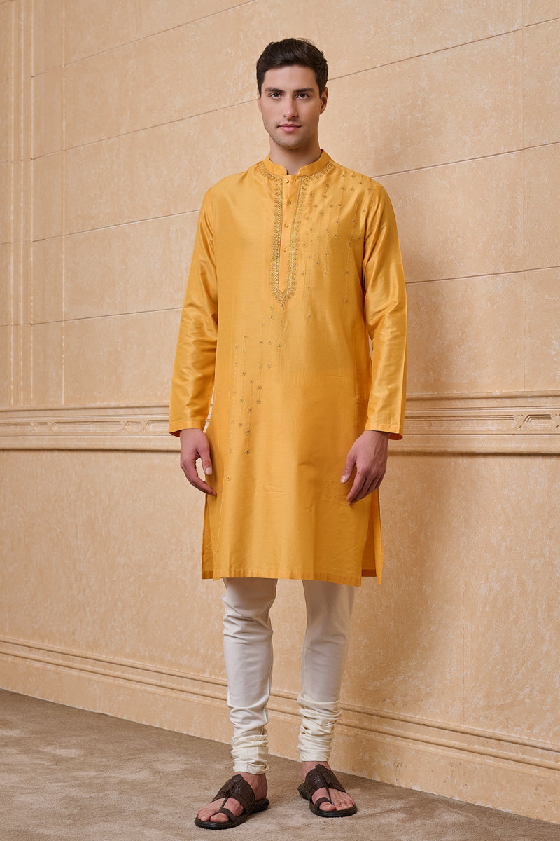 Yellow All Over Floral Embroidered Kurta Set