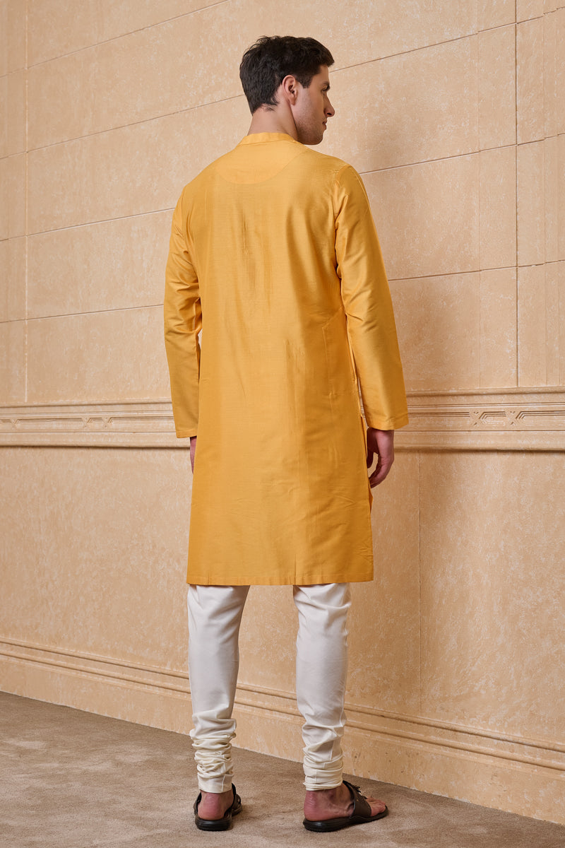 Yellow All Over Floral Embroidered Kurta Set