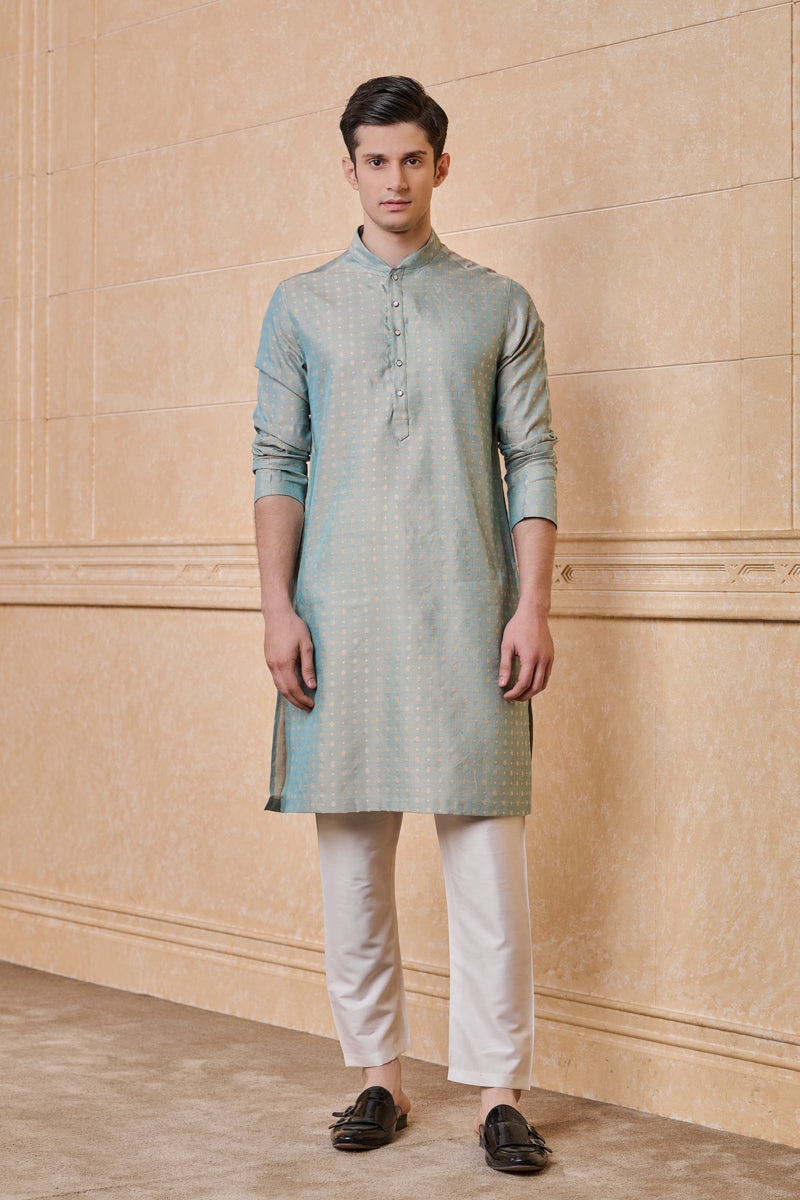 Aqua Jacquard Kurta set