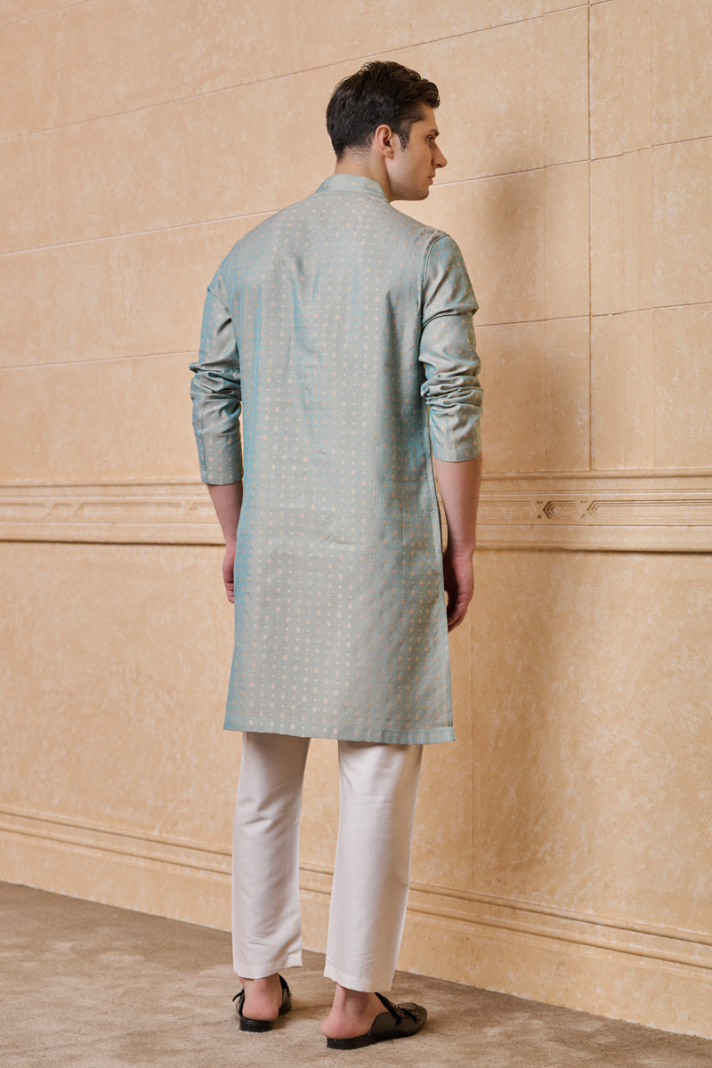 Aqua Jacquard Kurta set