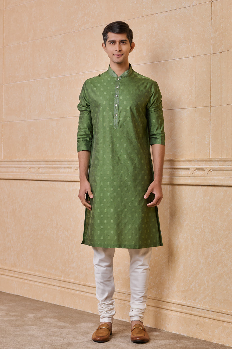 Green Jacquard Kurta set