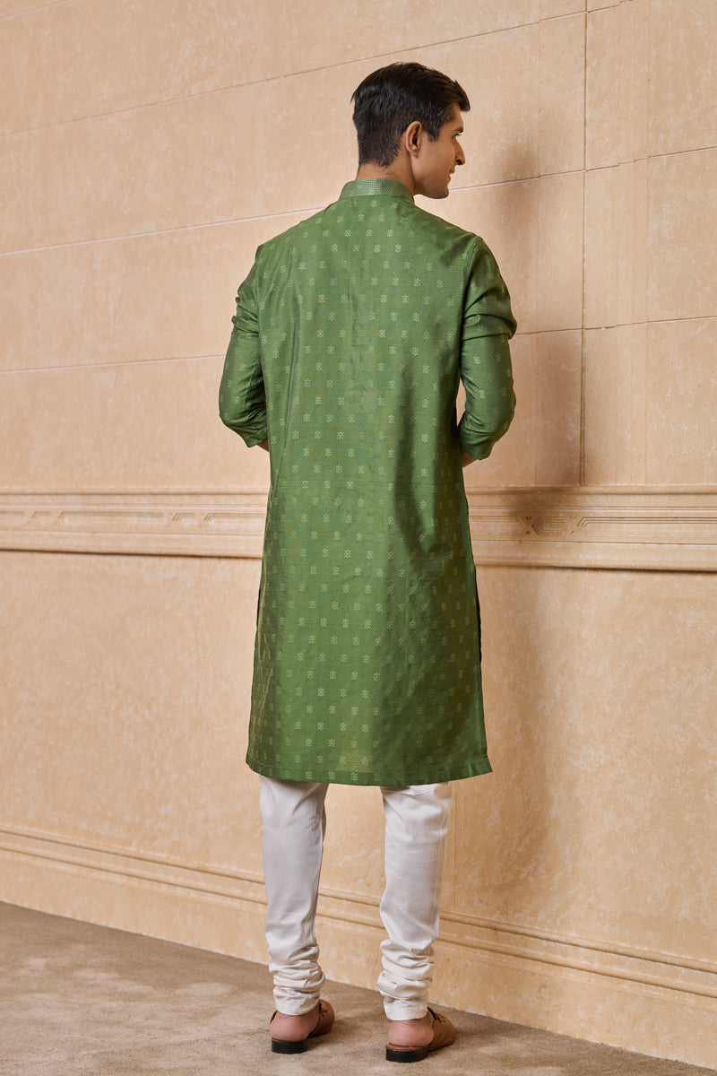 Green Jacquard Kurta set