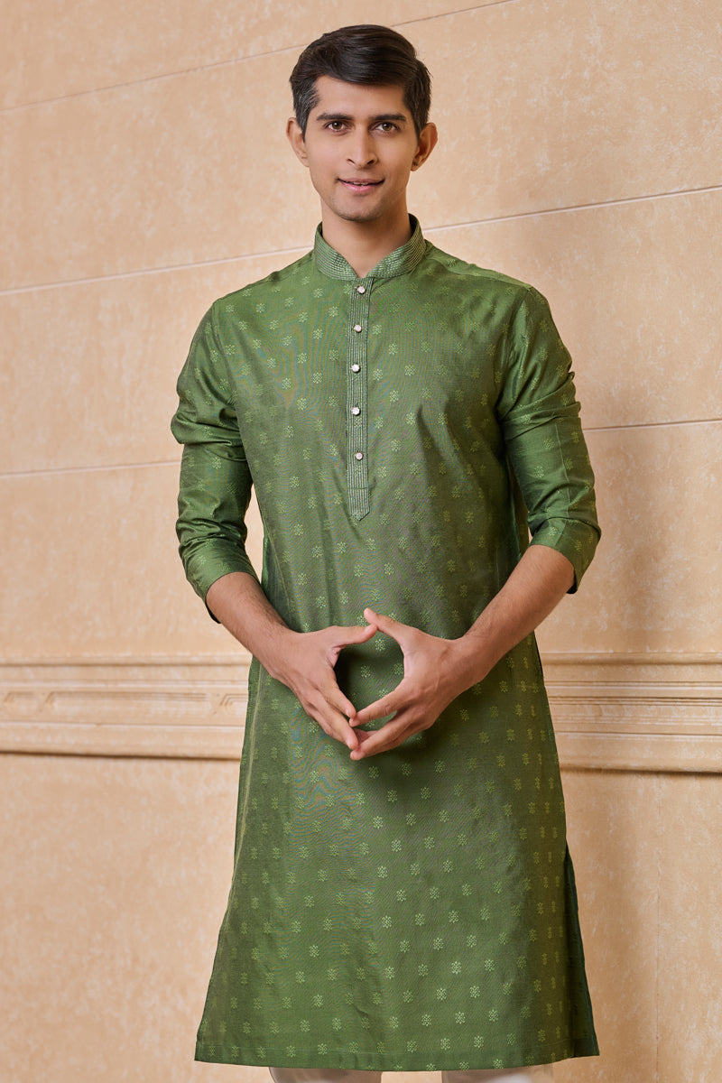 Green Jacquard Kurta set