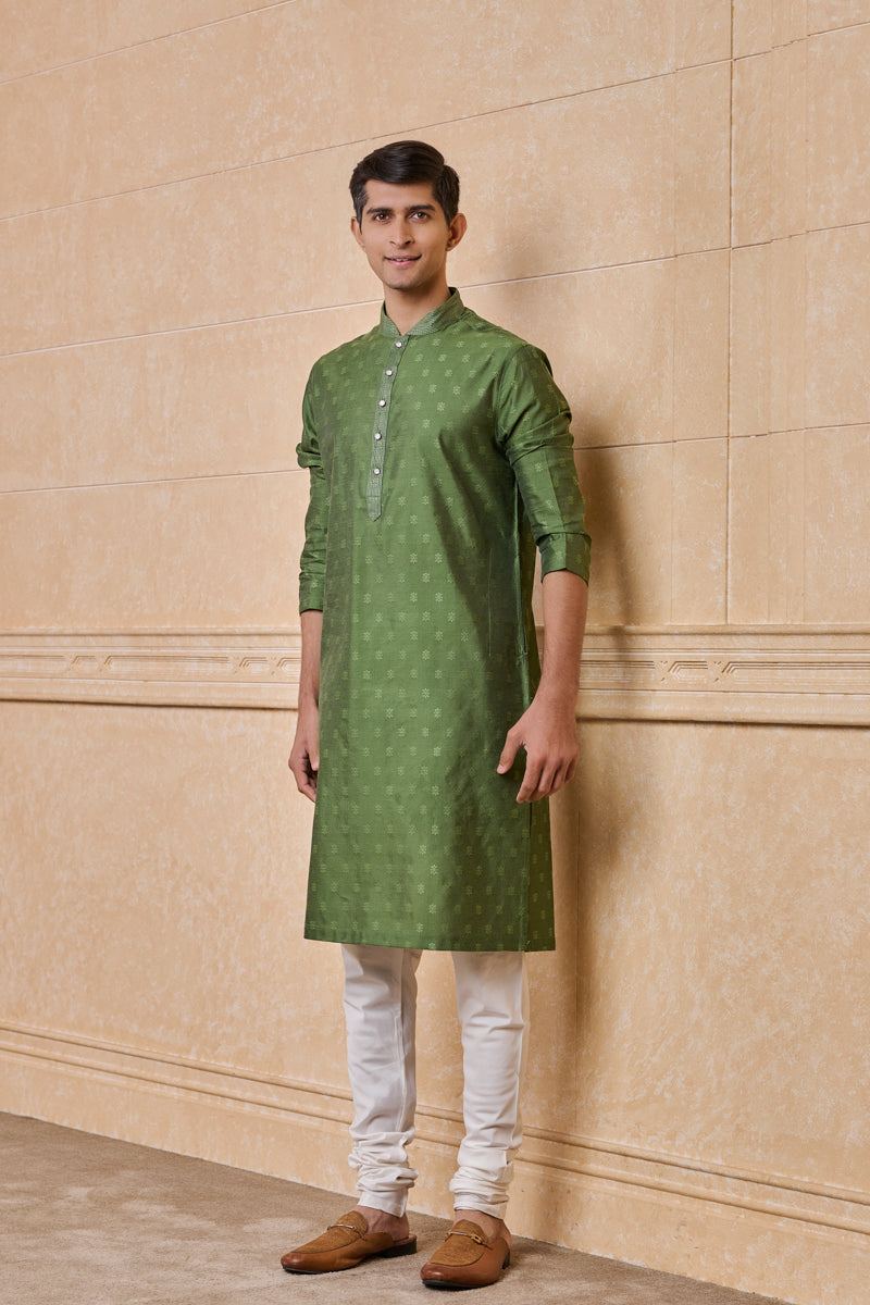 Green Jacquard Kurta set