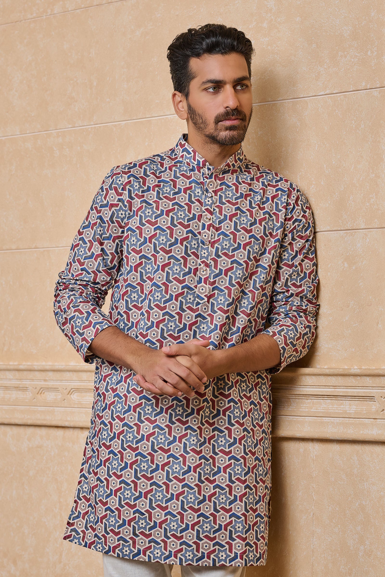 Multi-coloured Cotton Printed Kurta Set