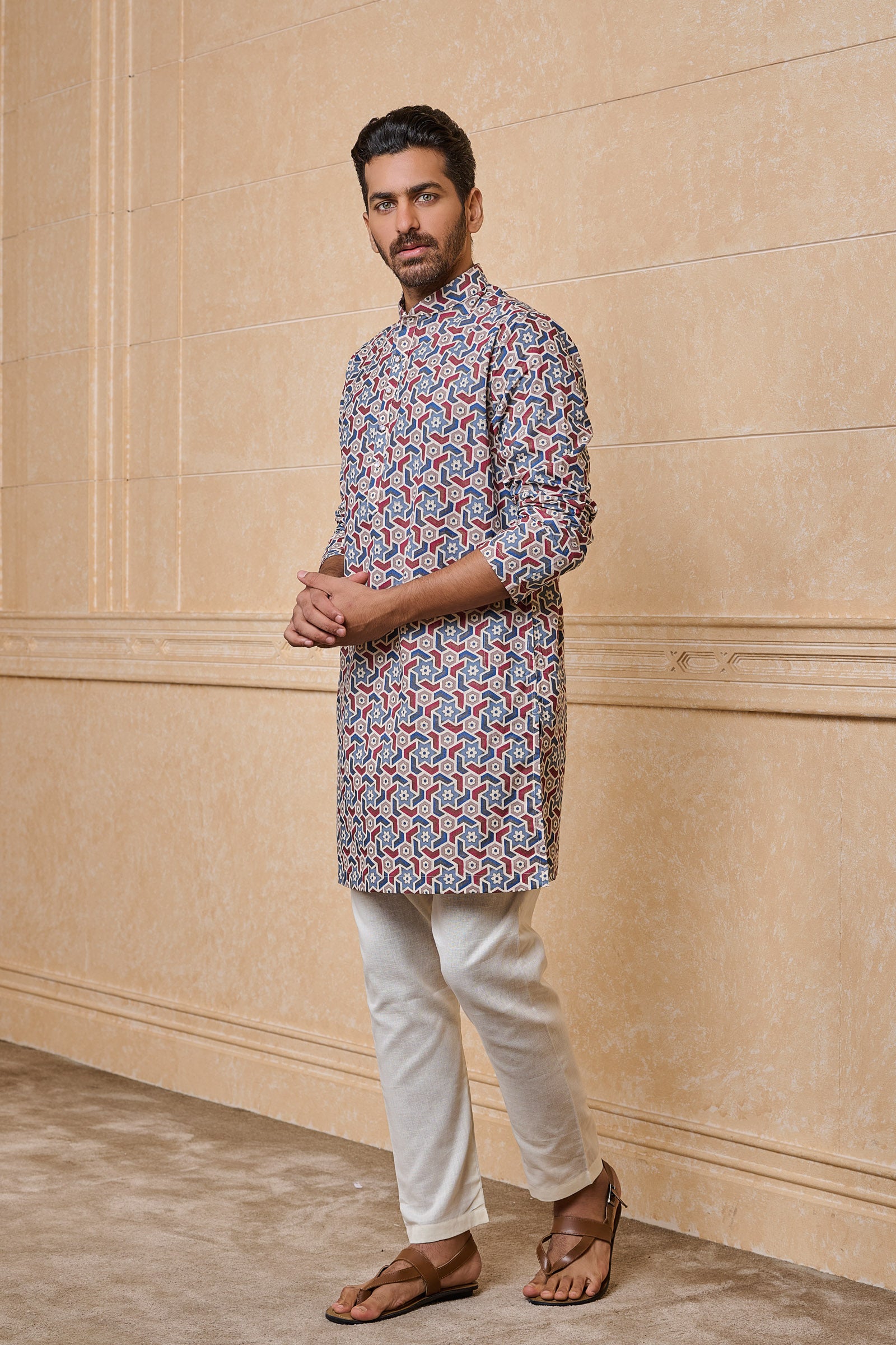 Multi-coloured Cotton Printed Kurta Set