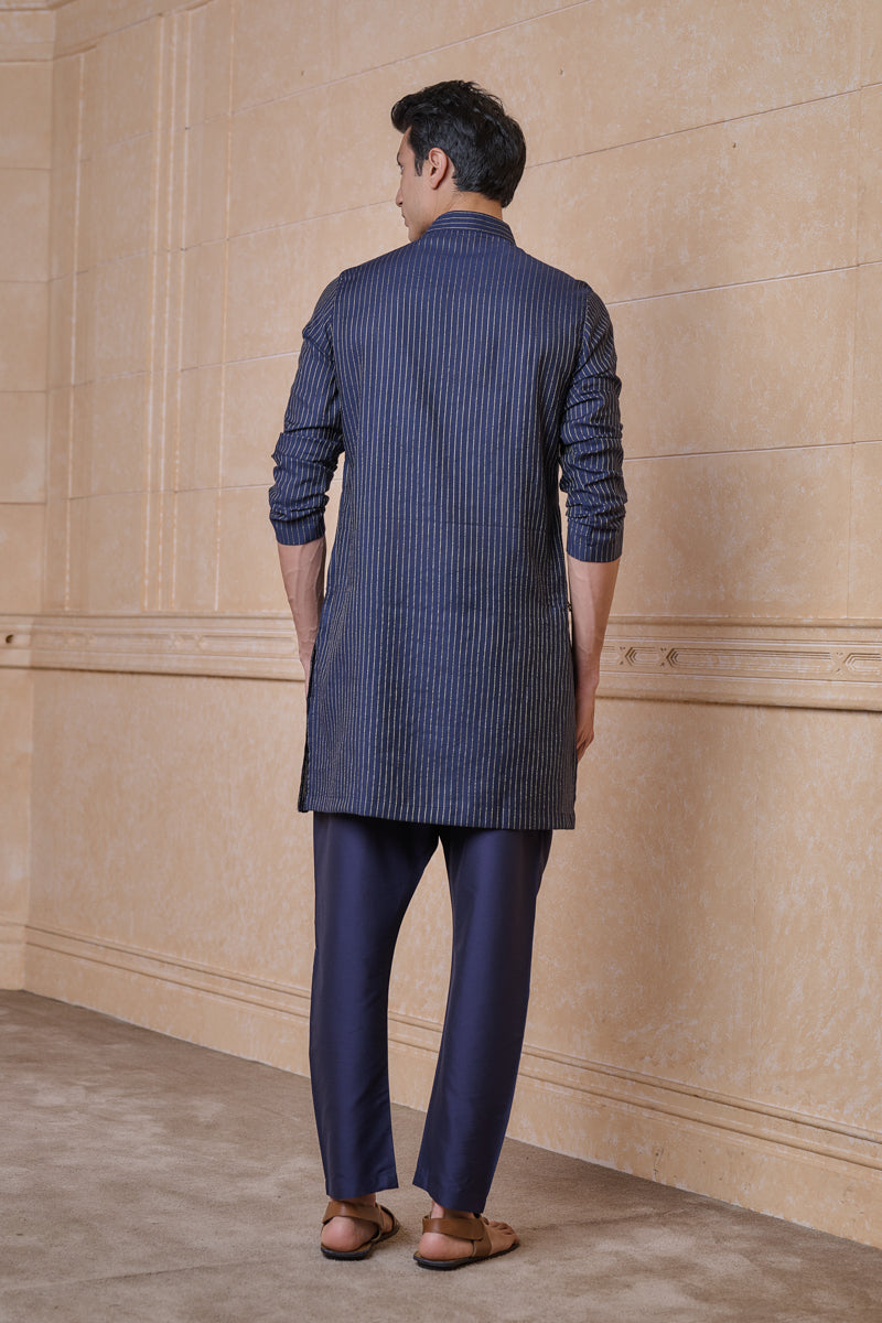 Navy Classic Jacquard Kurta Set