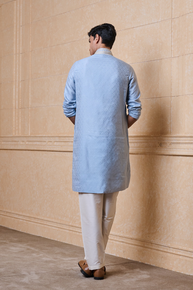 Light Blue Jacquard Kurta Set