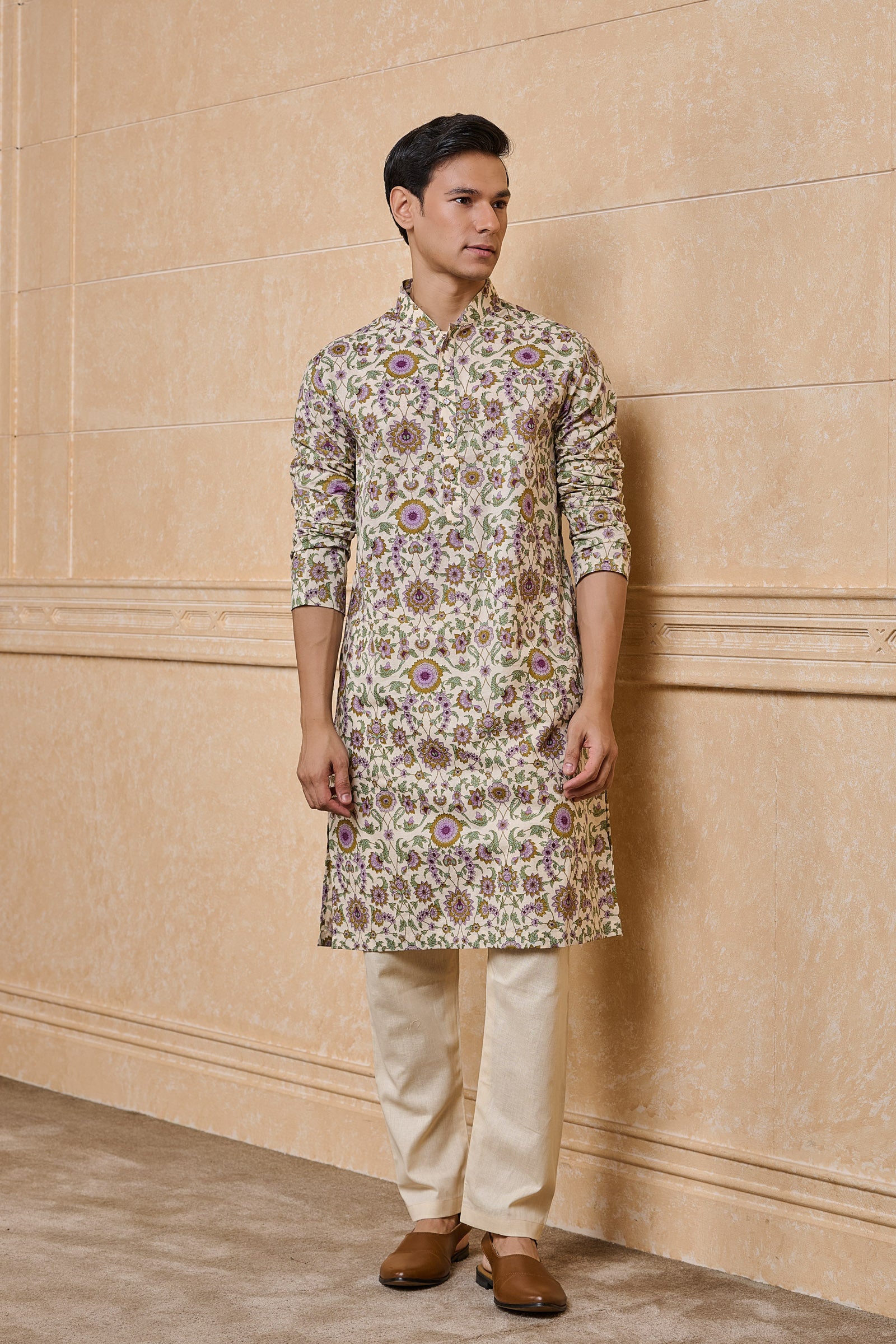 Multi-coloured Cotton Printed Kurta Set