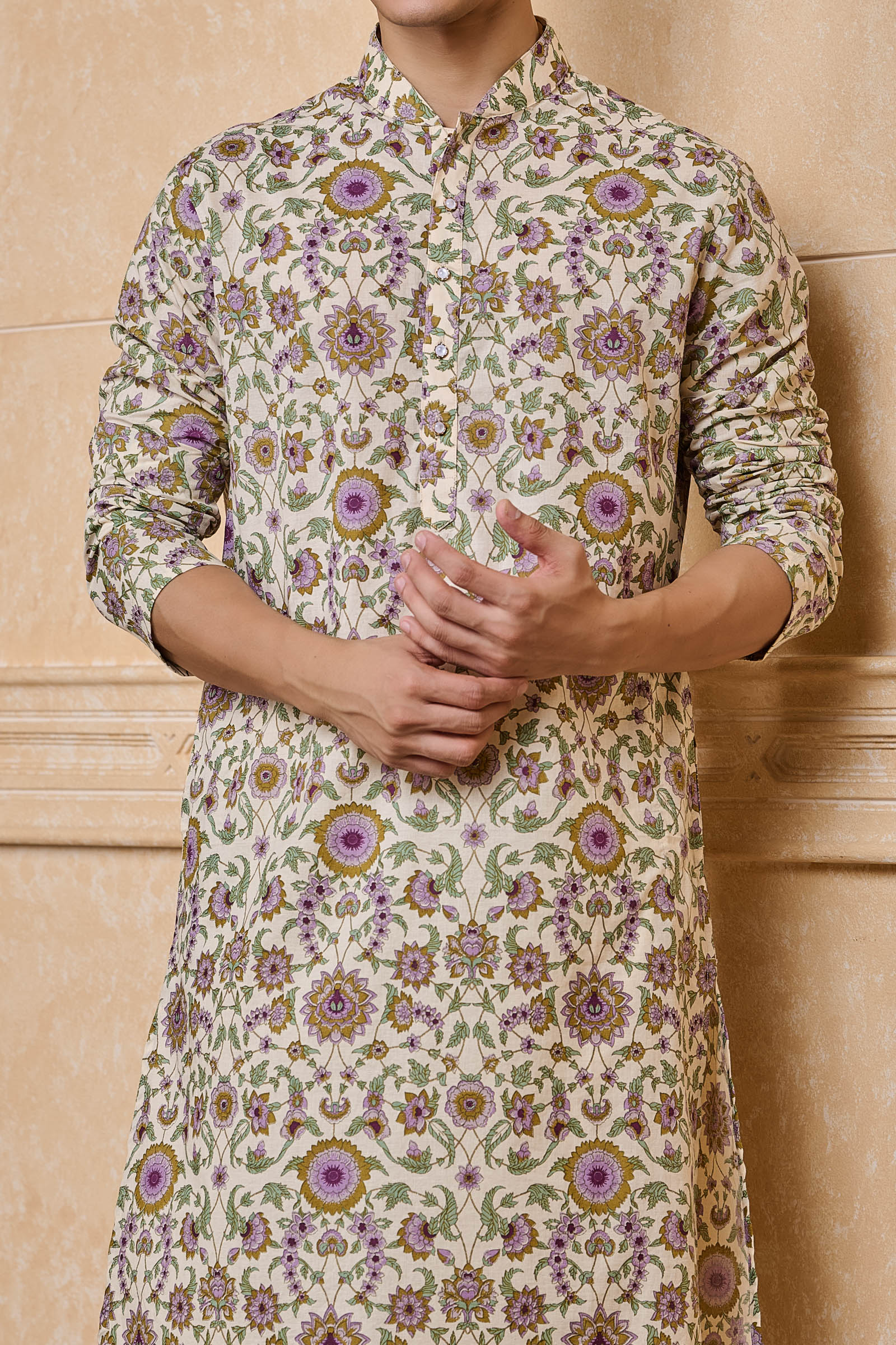 Multi-coloured Cotton Printed Kurta Set