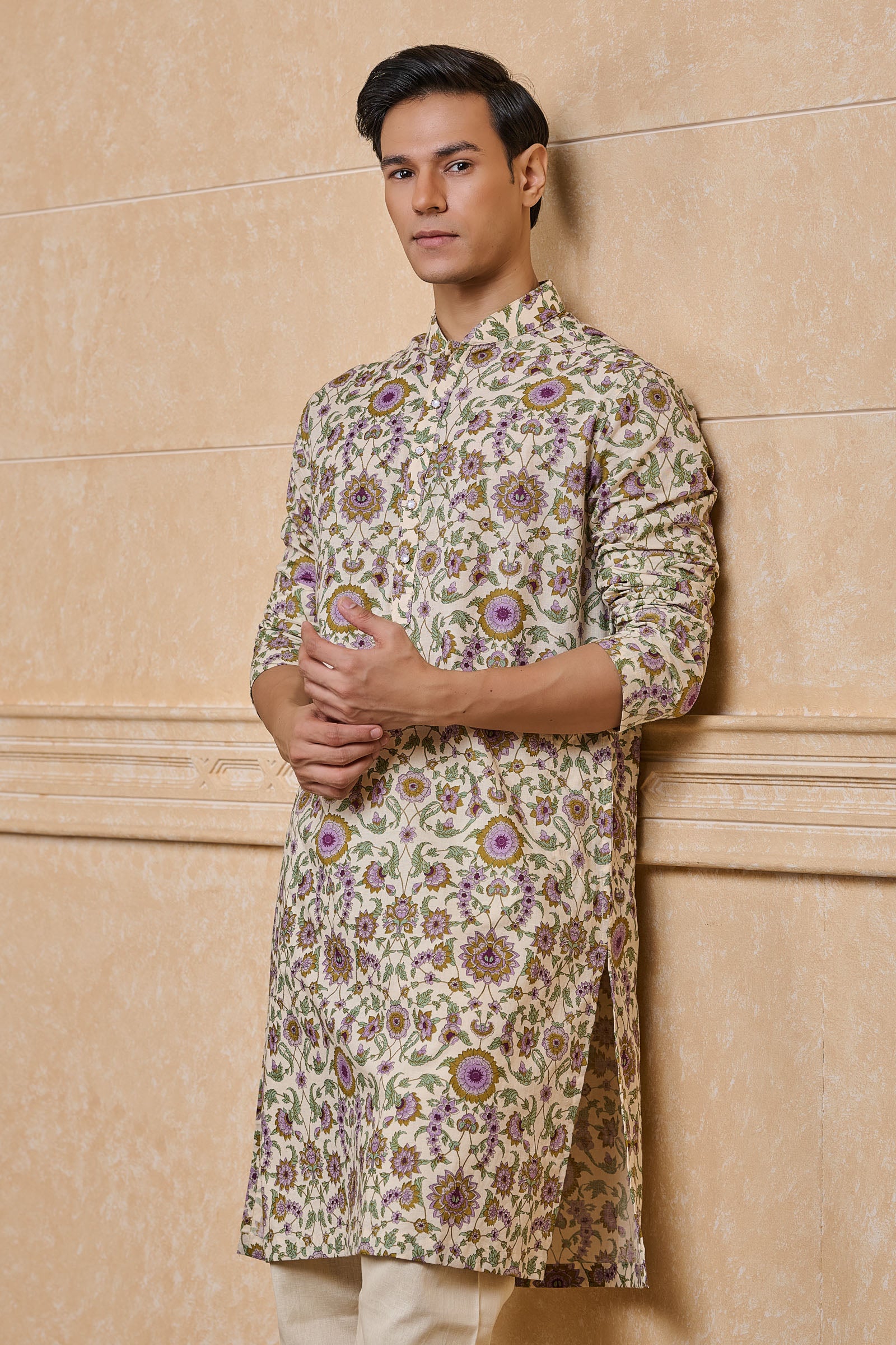 Multi-coloured Cotton Printed Kurta Set