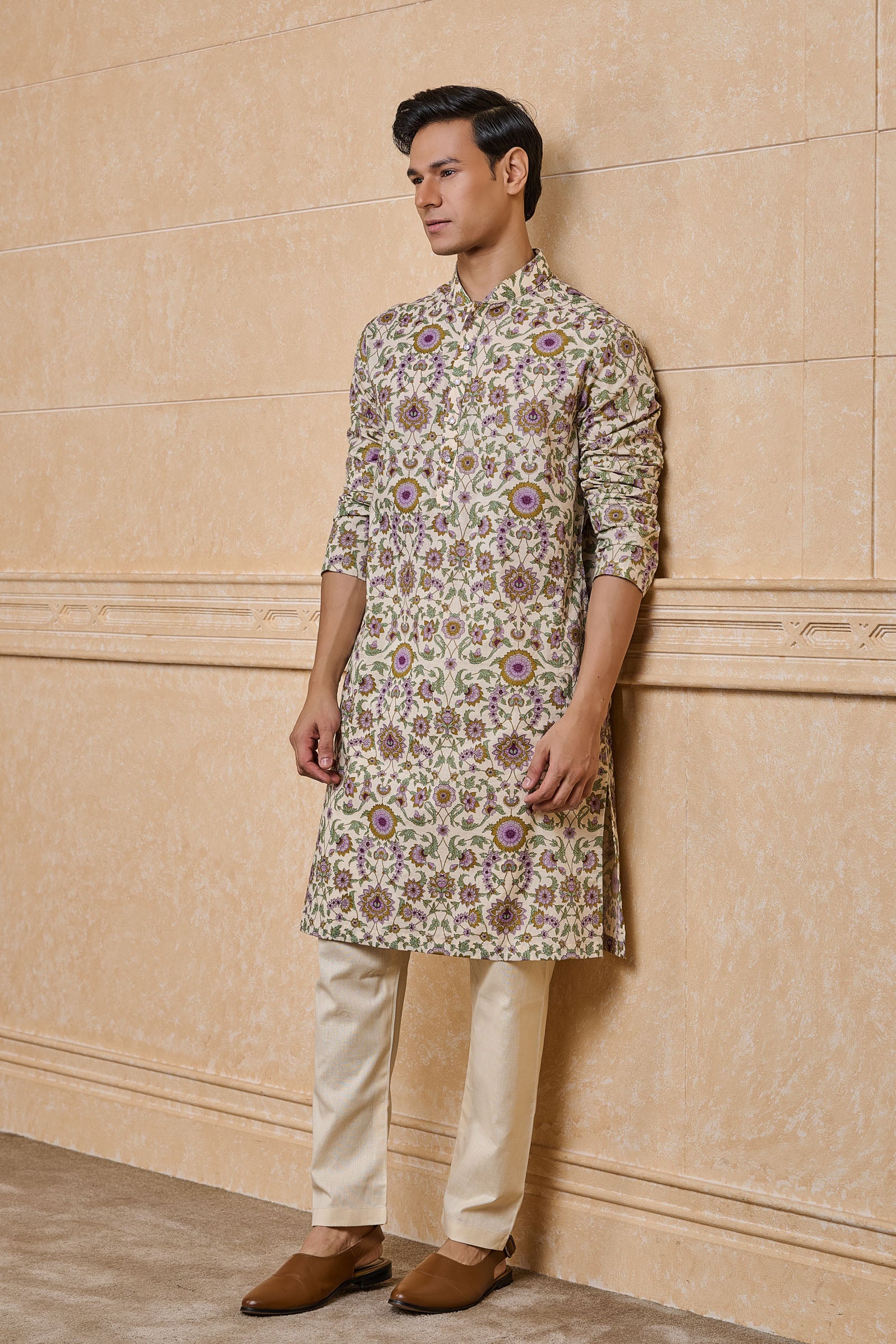 Multi-coloured Cotton Printed Kurta Set