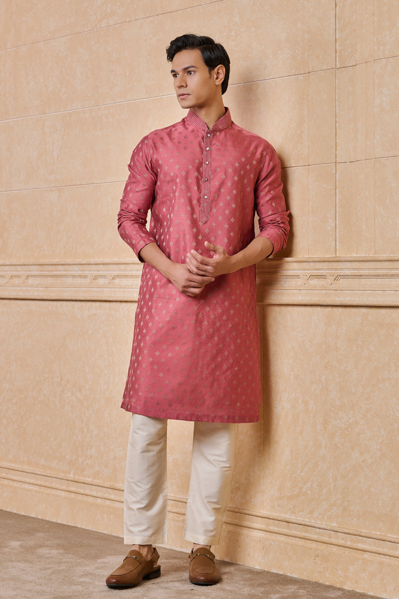 Pink Jacquard Kurta set