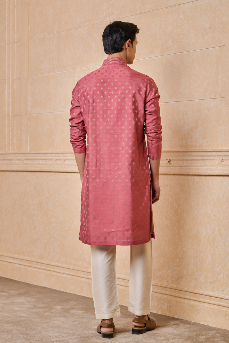 Pink Jacquard Kurta set