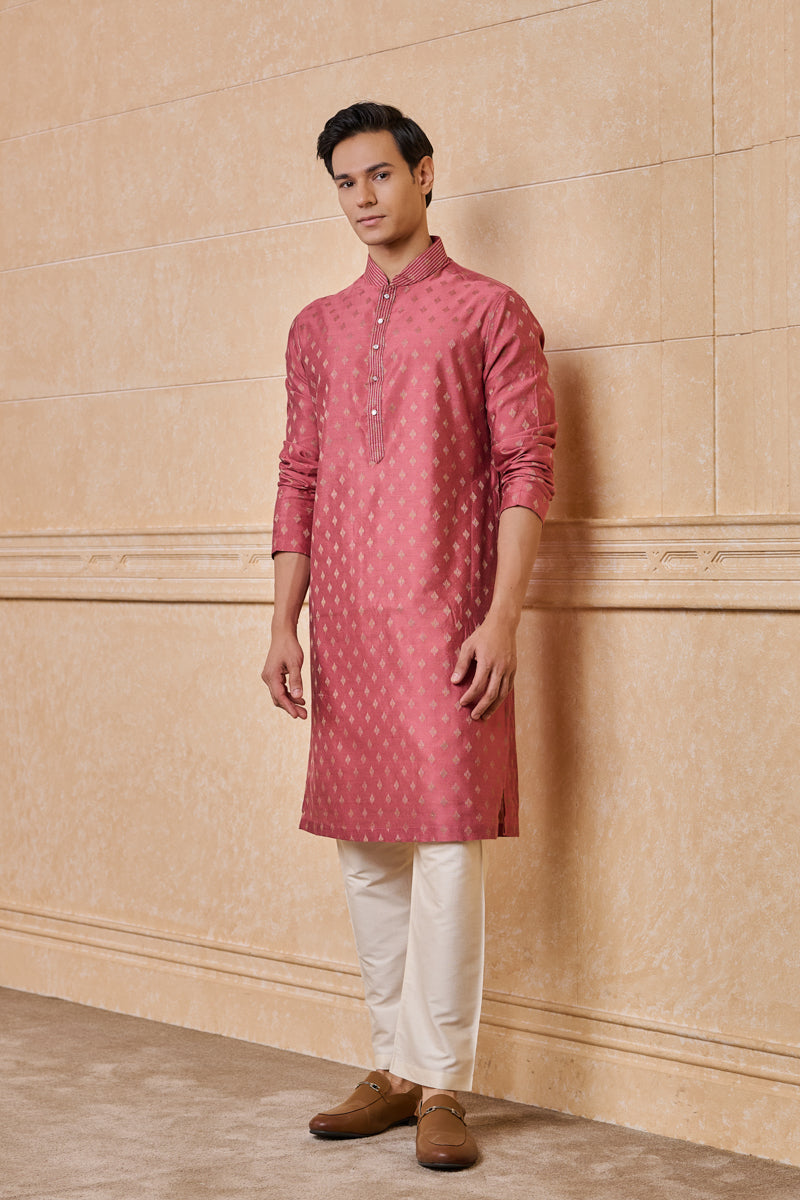 Pink Jacquard Kurta set