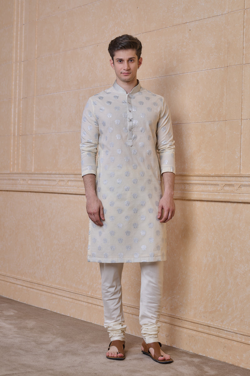 Ivory Jacquard Kurta Set