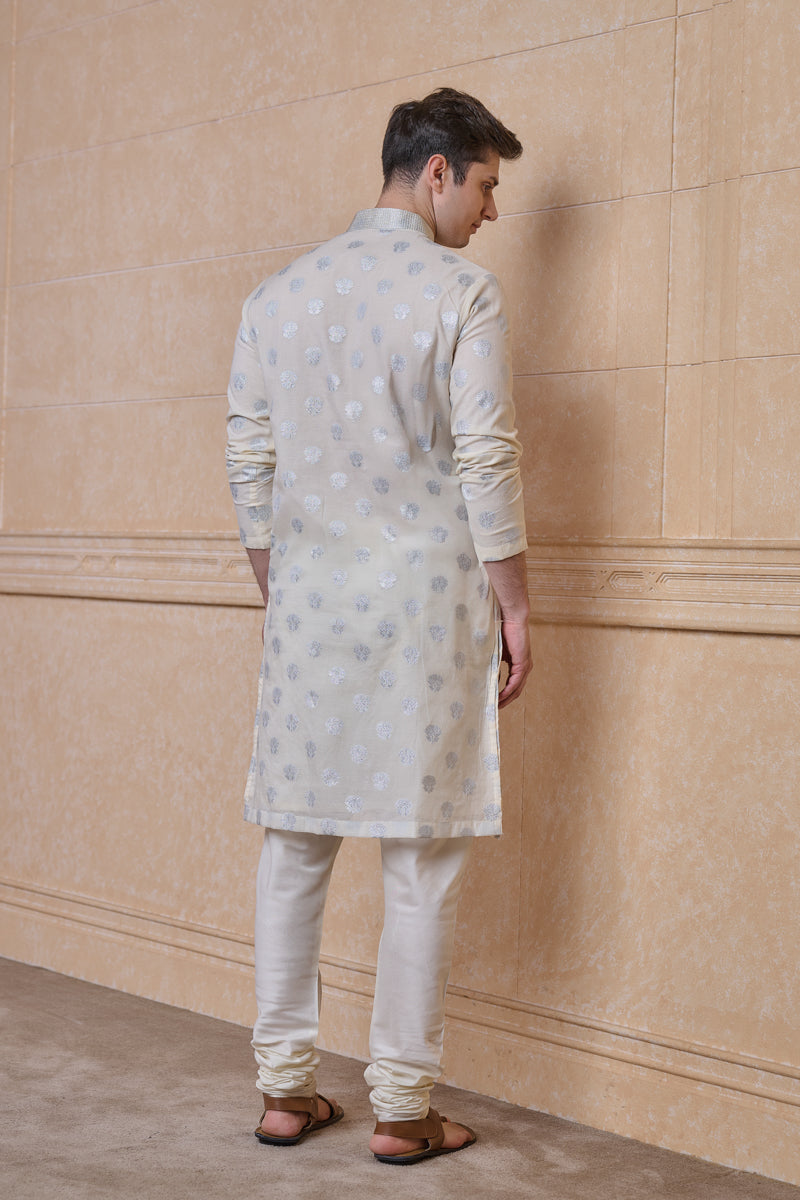 Ivory Jacquard Kurta Set