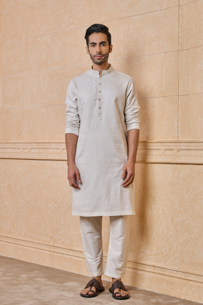 Ivory Jacquard Kurta Set