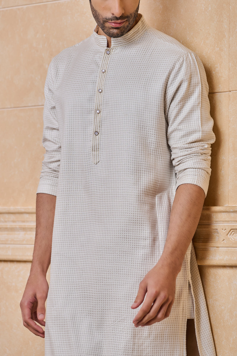 Ivory Jacquard Kurta Set