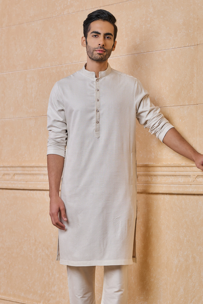 Ivory Jacquard Kurta Set