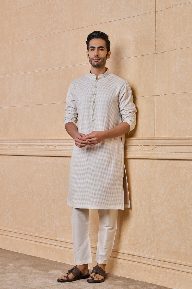 Ivory Jacquard Kurta Set