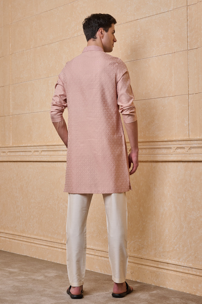 Pink Jacquard Kurta Set