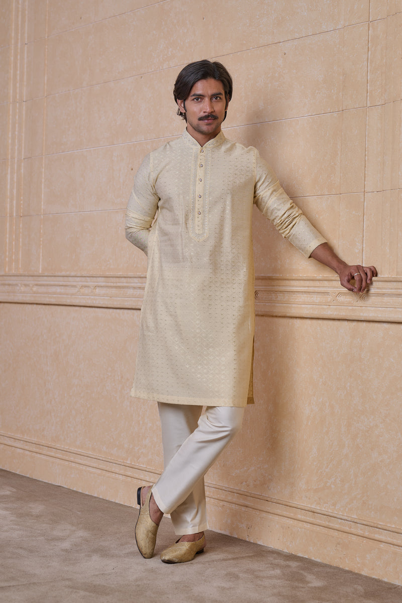 Gold Jacquard Kurta Set