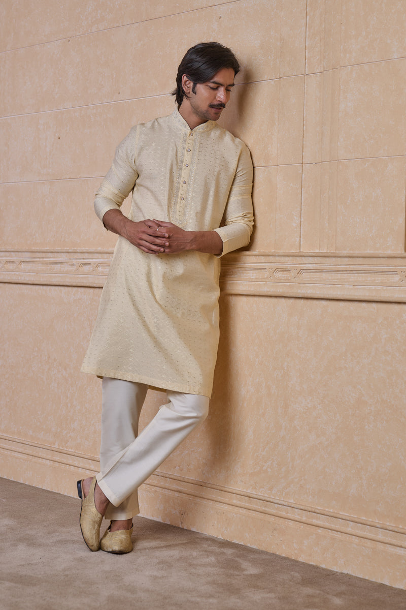 Gold Jacquard Kurta Set