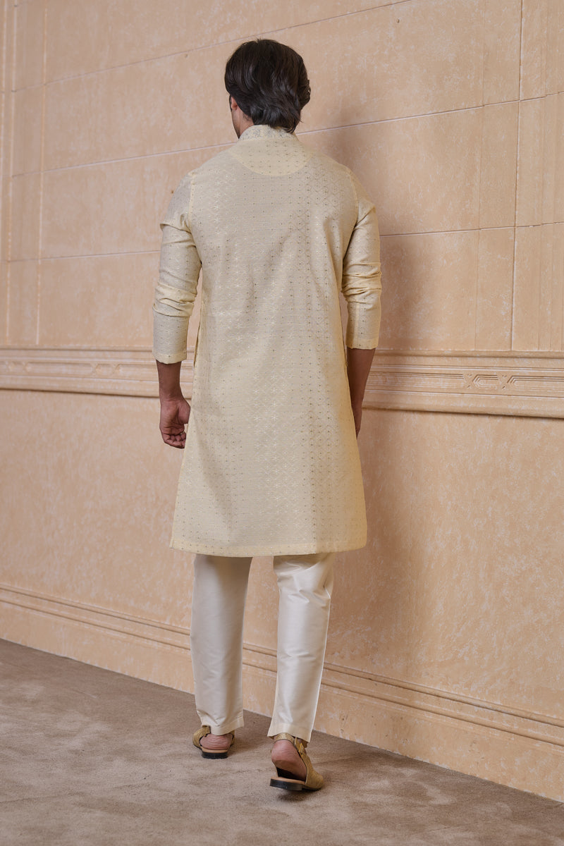 Gold Jacquard Kurta Set