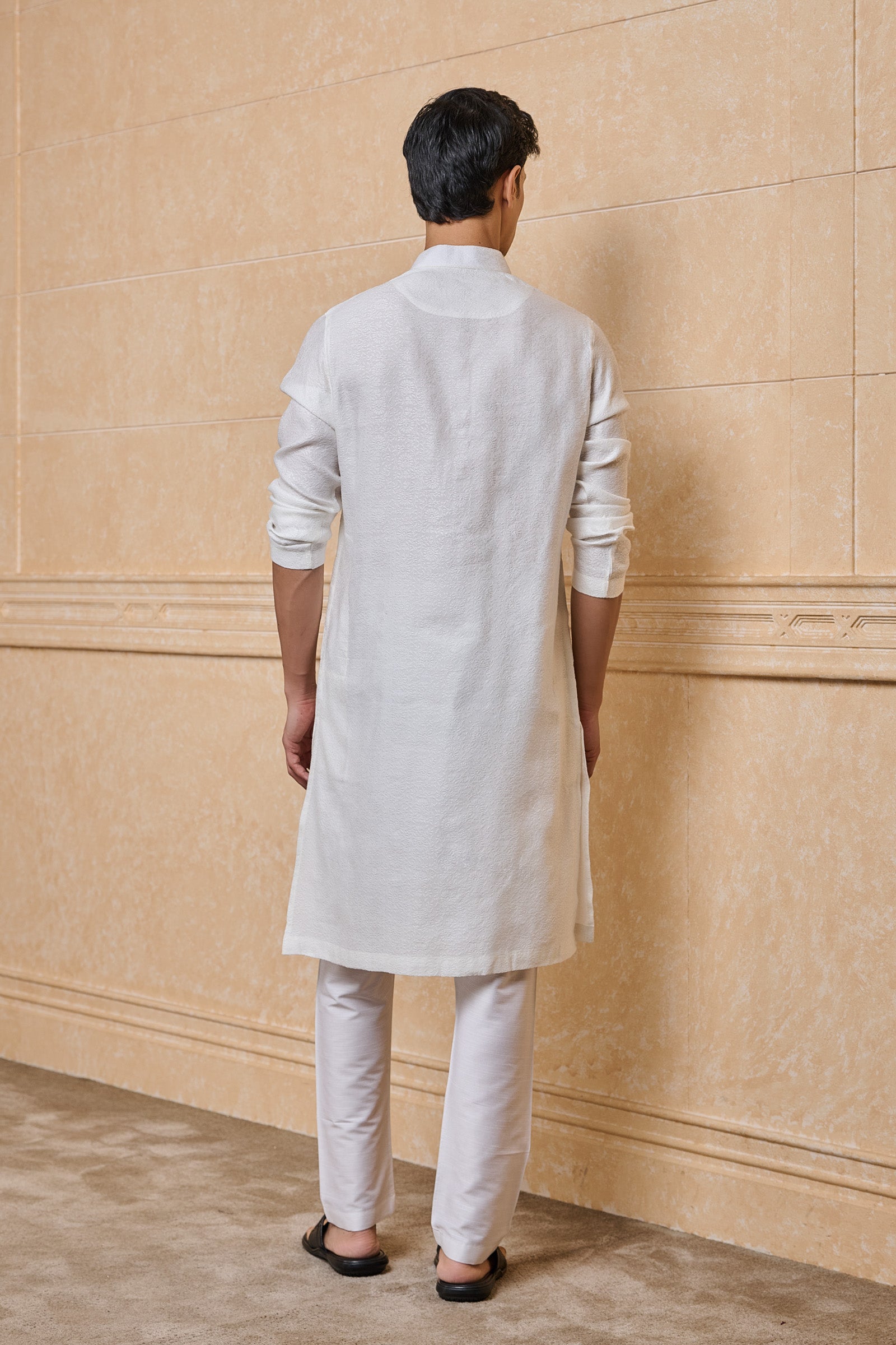 White Jacquard Kurta Set