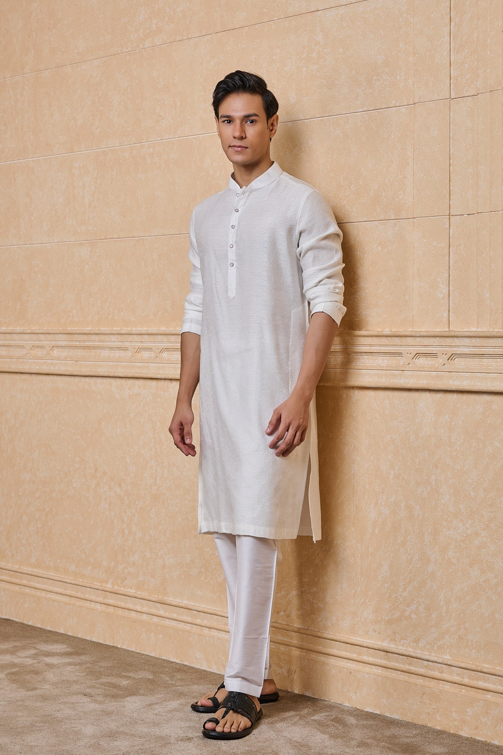 White Jacquard Kurta Set