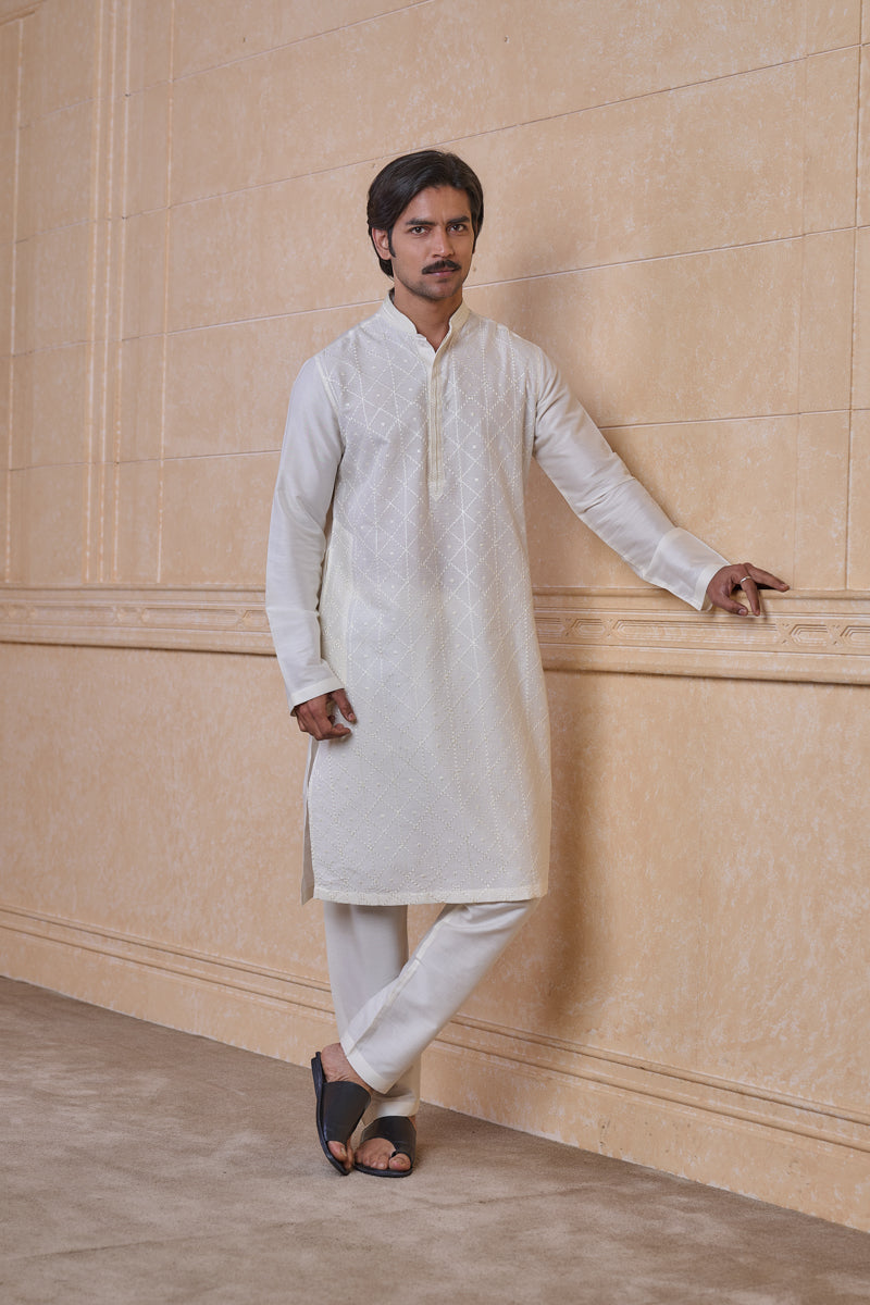 Ivory All Over Geometrical Kurta Set