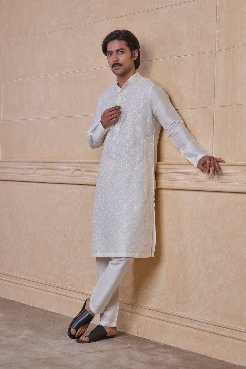 Ivory All Over Geometrical Kurta Set