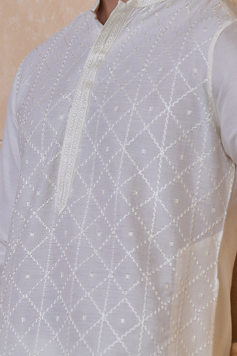 Ivory All Over Geometrical Kurta Set