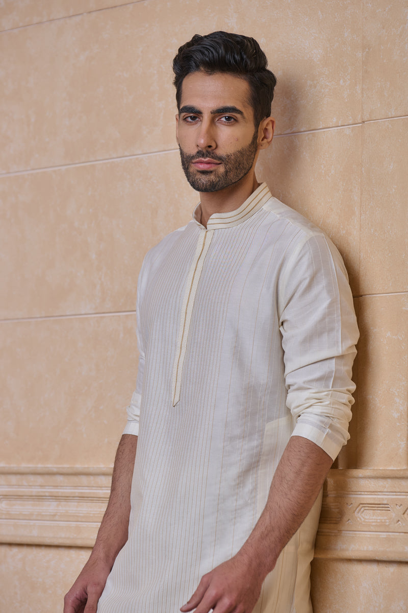 Ivory All Over Textured Kurta Set