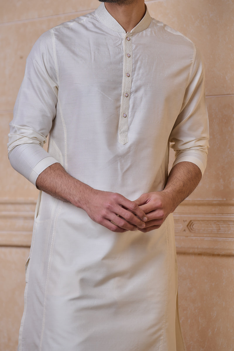 Ivory Silk Kurta Set