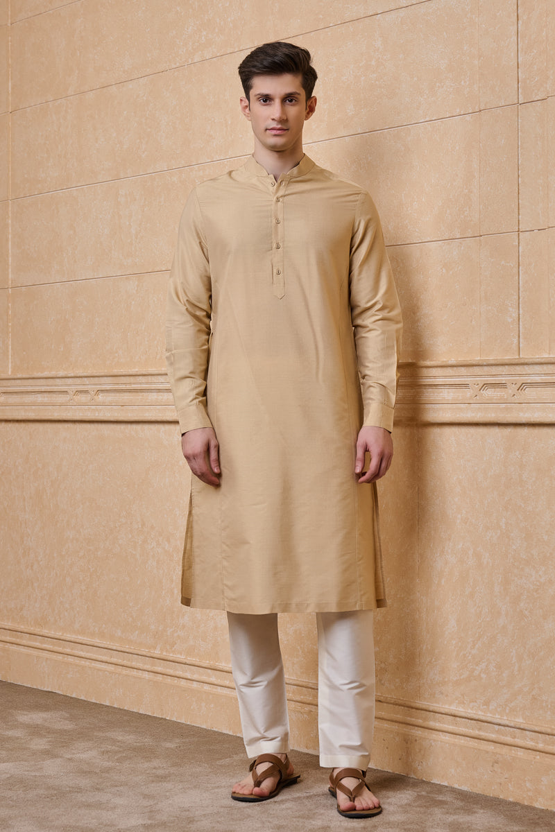 Beige Solid Single Kurta