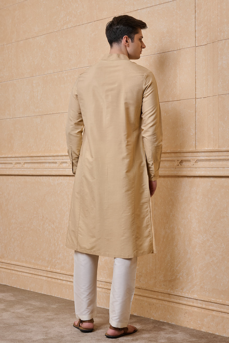 Beige Solid Single Kurta