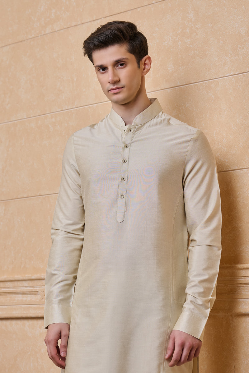 Gold Solid Single Kurta