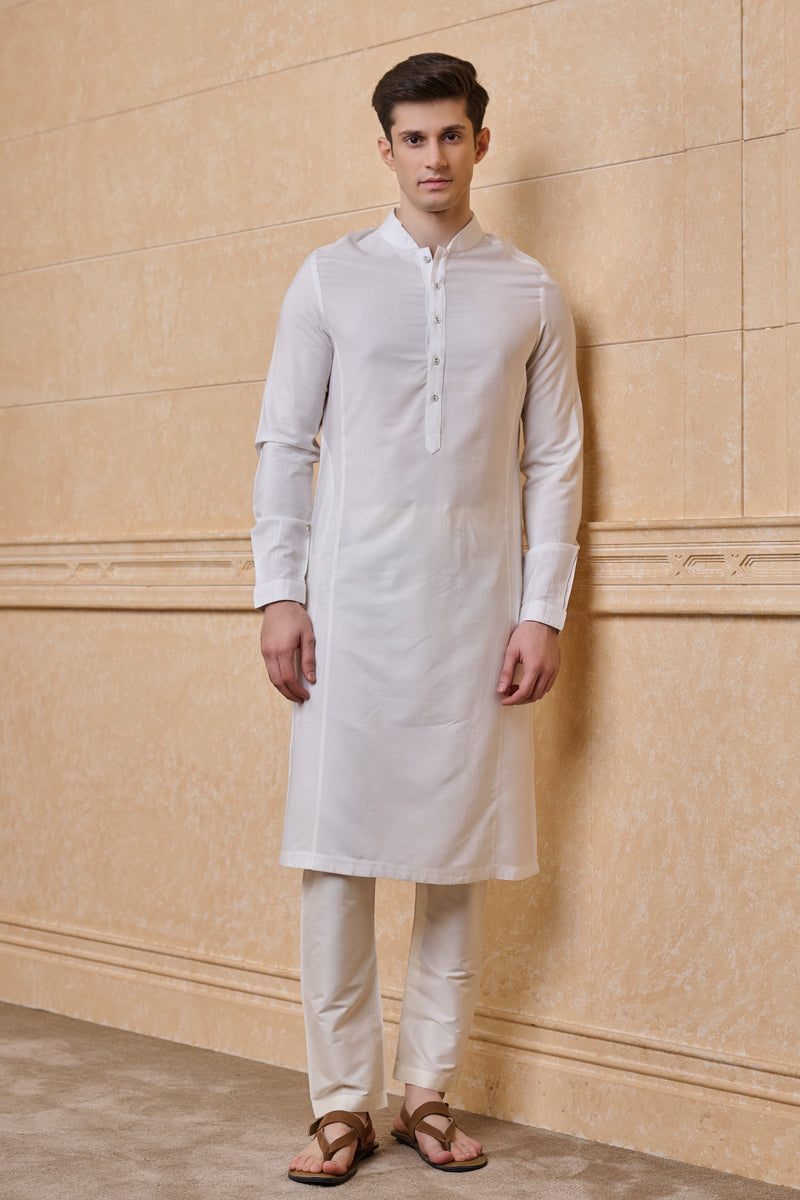 White Solid Single Kurta