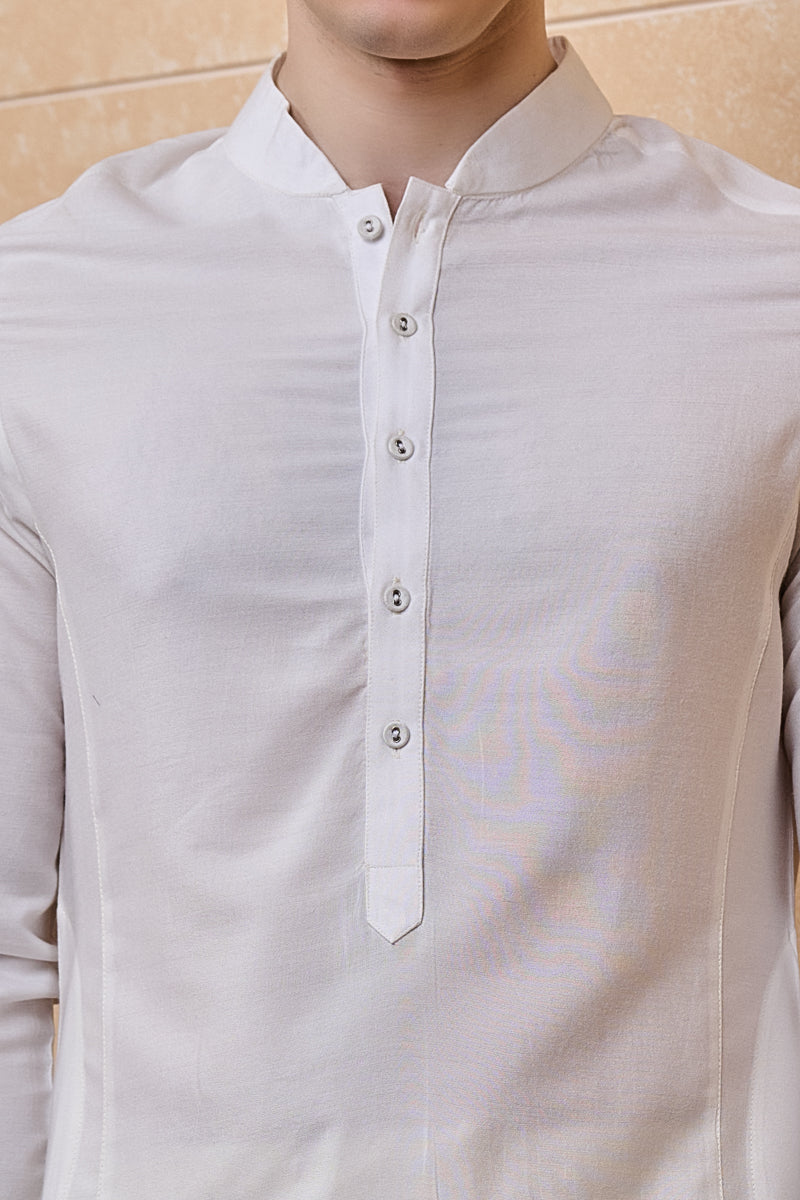 White Solid Single Kurta