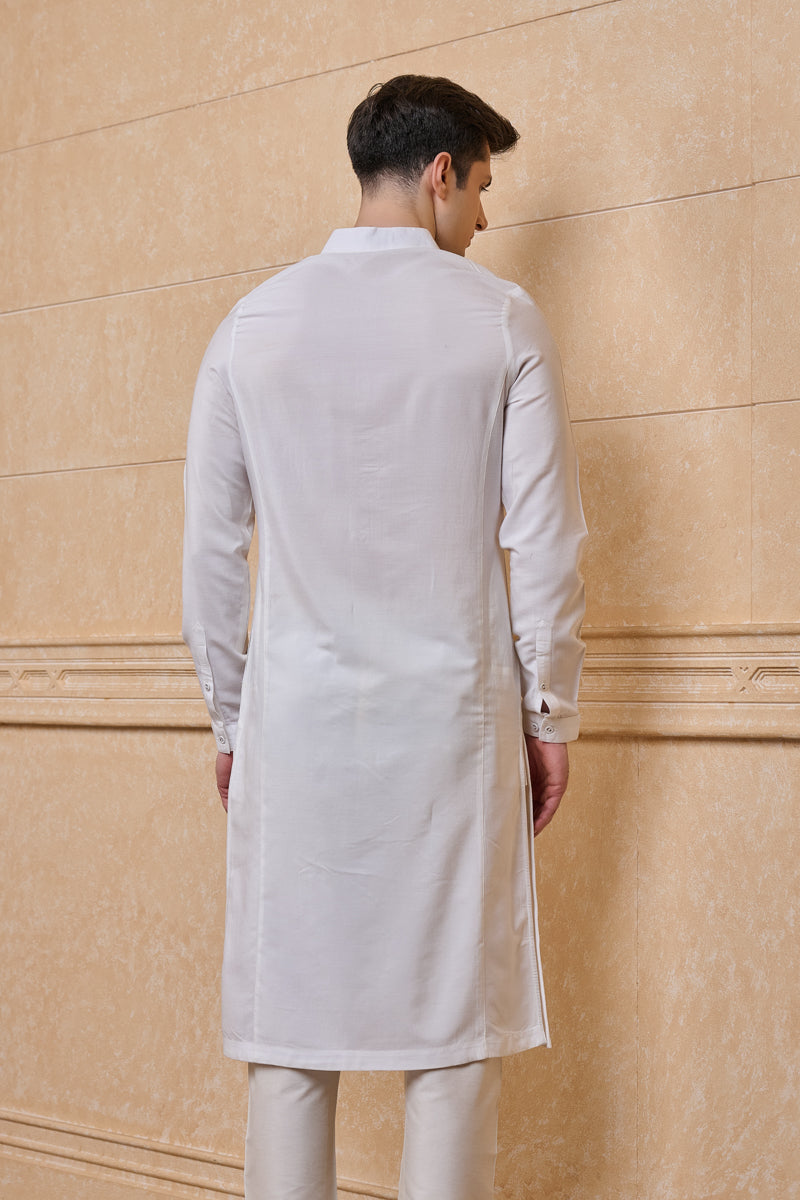 White Solid Single Kurta