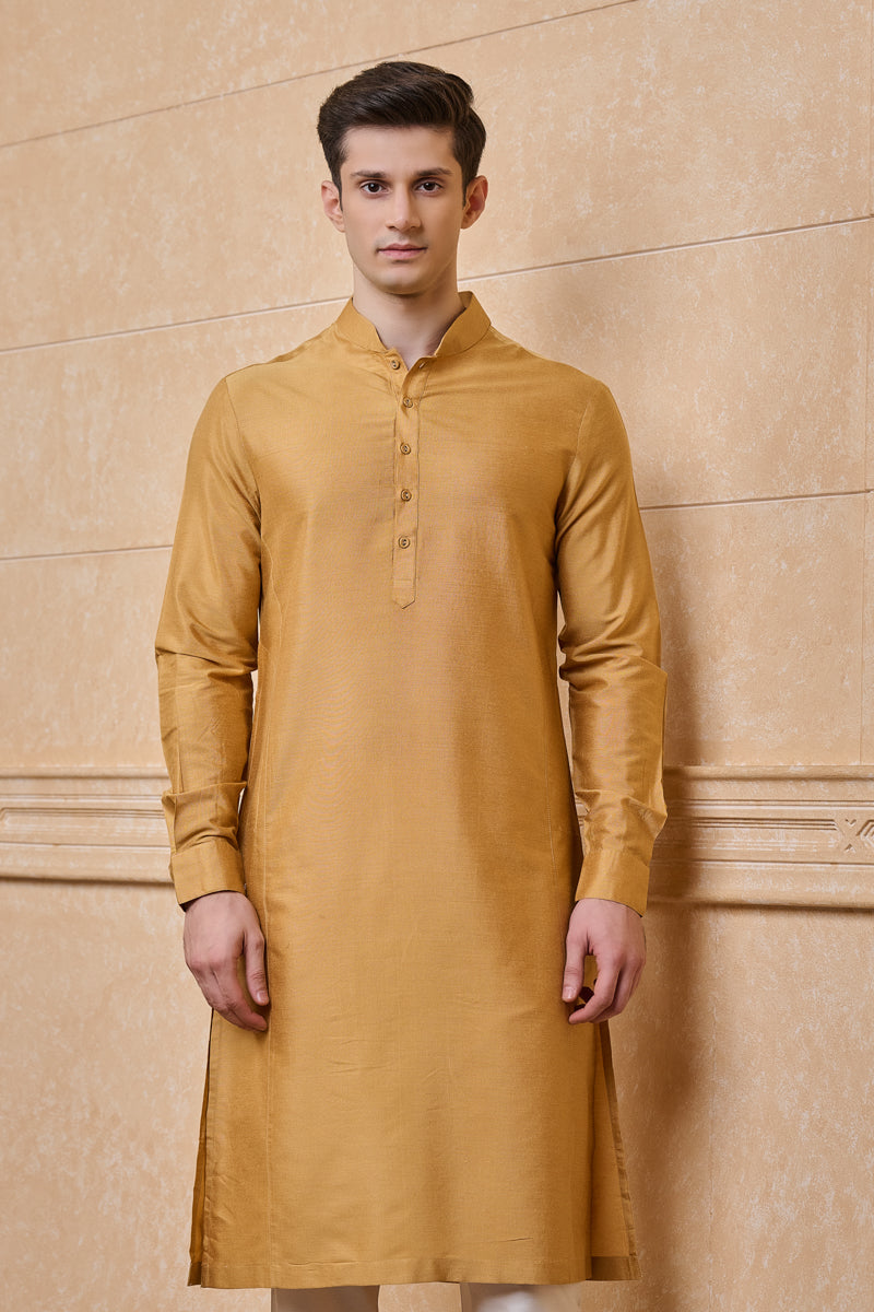 Yellow Solid Single Kurta