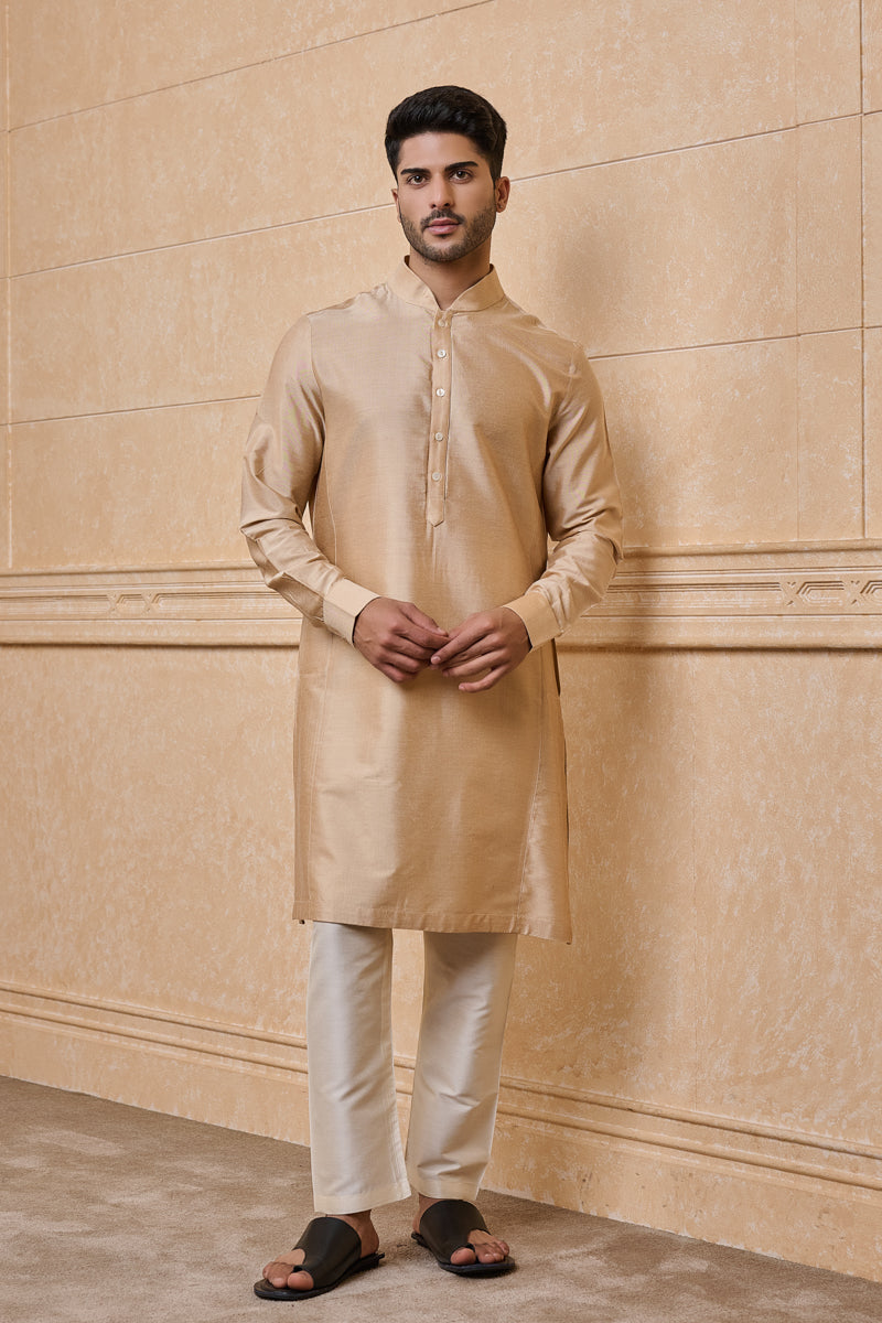 Beige Solid Single Kurta