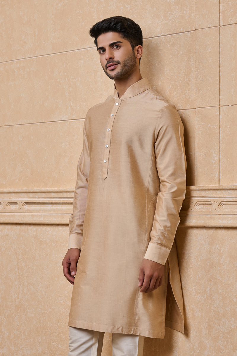 Beige Solid Single Kurta