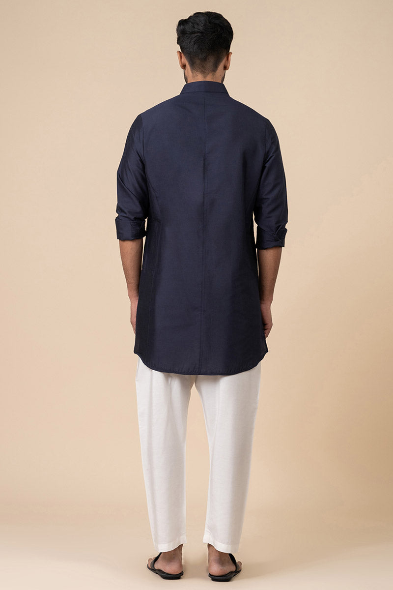 Navy Straight Center Open Kurta