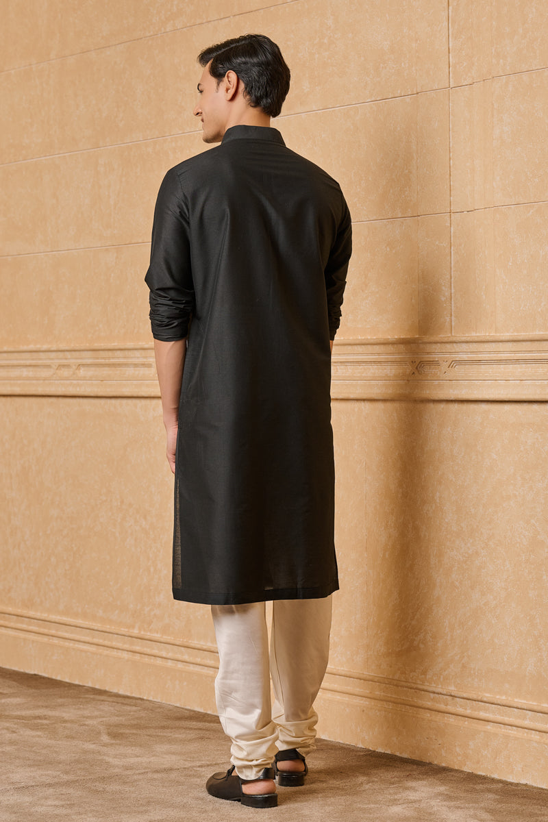 Black Zero Point Collar Single Kurta