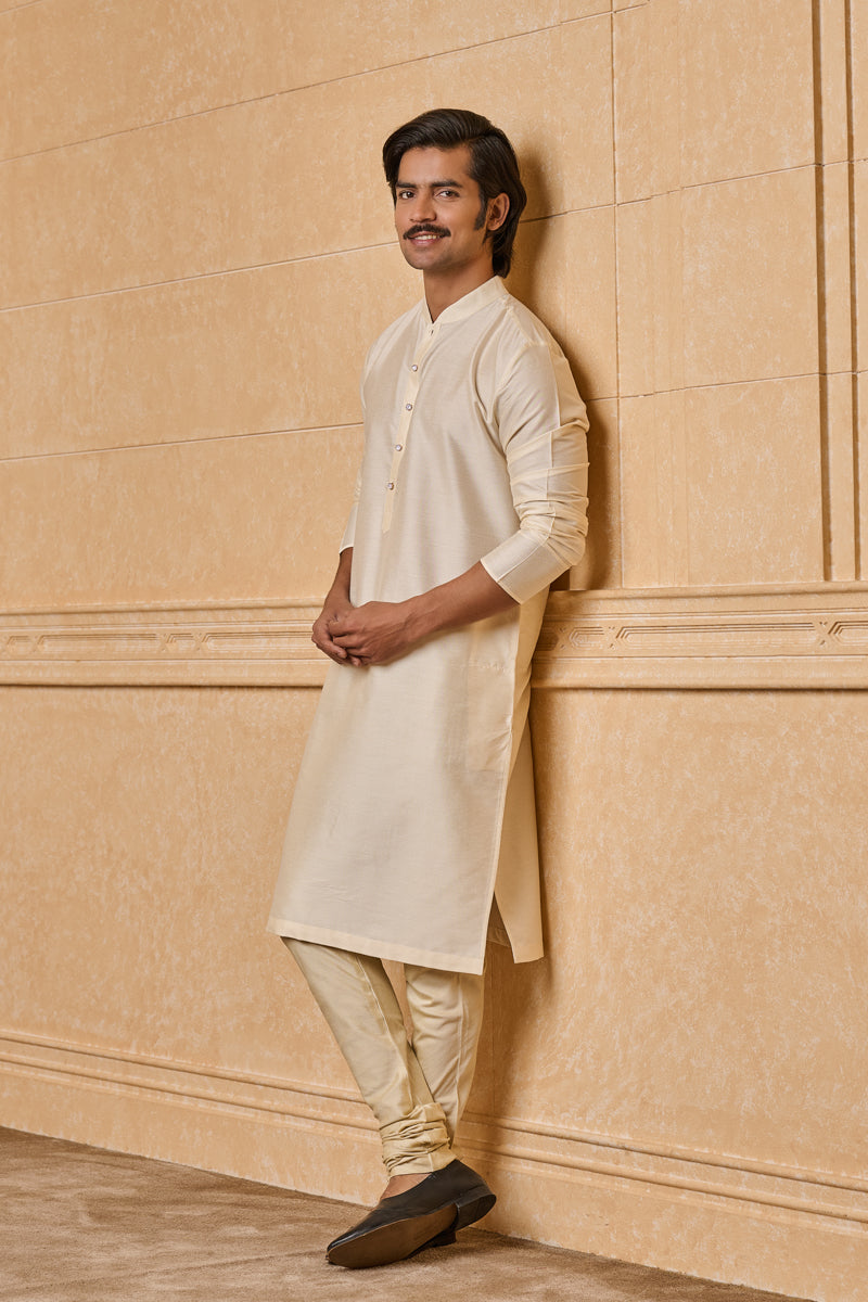 Ivory Zero Point Collar Single Kurta