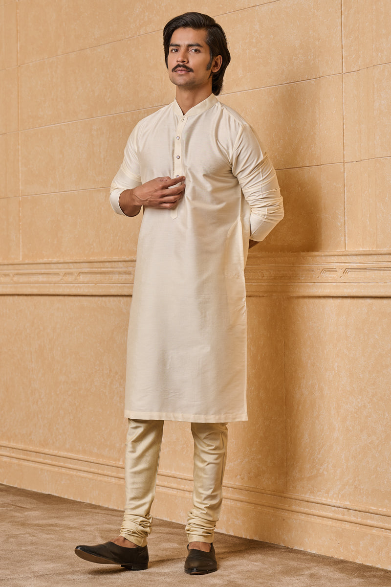 Ivory Zero Point Collar Single Kurta