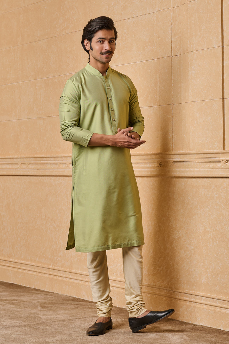 Light Green Zero Point Collar Single Kurta